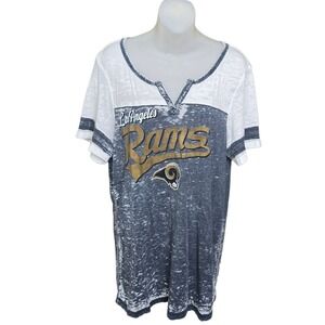 NFL Team Apparel Womens Game Day LA Rams Shirt Size XL Football Burnout Marbled‎